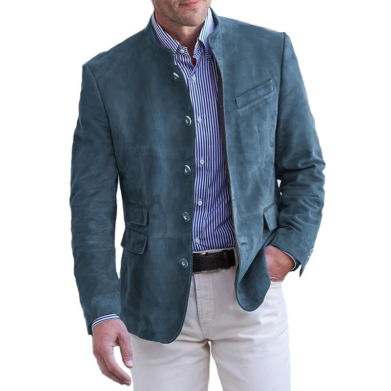 Wildlederjacke – Einreihig – Reguläre Passform – Wildlederblazer – Herrenblazer