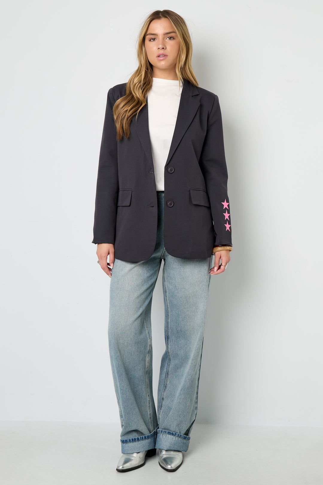 Oversized Blazer - Starry - Bedruckt - Loose Fit Blazer - Damen Blazer