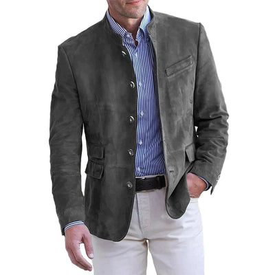 Wildlederjacke – Einreihig – Reguläre Passform – Wildlederblazer – Herrenblazer