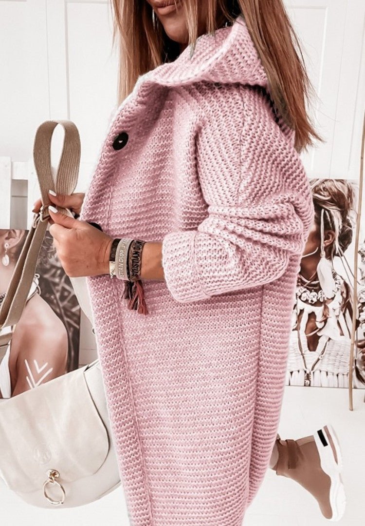 Langer Cardigan – Mit Kapuze – Oversized – Gestrickter Cardigan – Damen-Coatigan