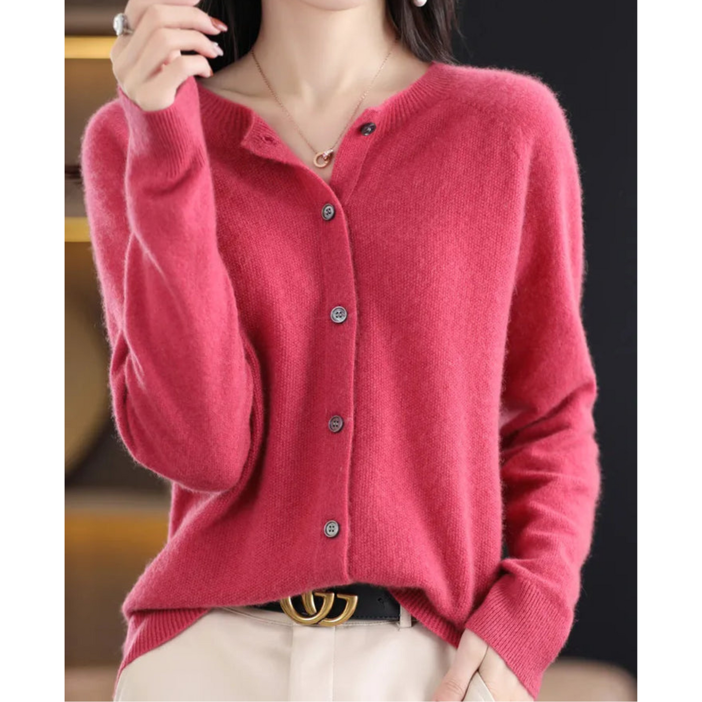 Strickjacke mit Knopfleiste | Merinowolle | Strickwaren | Strickjacke | Damenstrickjacke