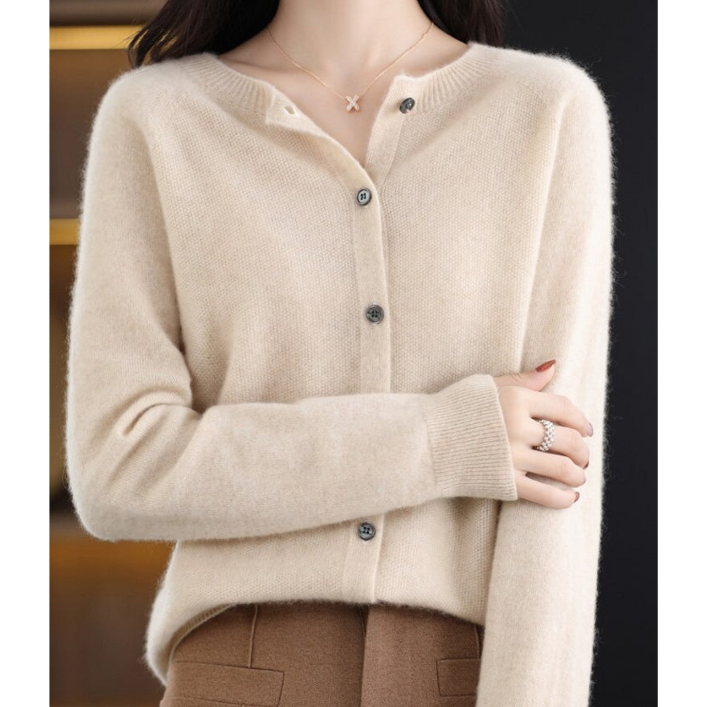 Strickjacke mit Knopfleiste | Merinowolle | Strickwaren | Strickjacke | Damenstrickjacke