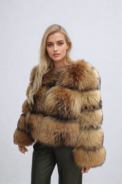 Kunstpelzjacke - Kurzer flauschiger Pelz-Wintermantel für Frauen