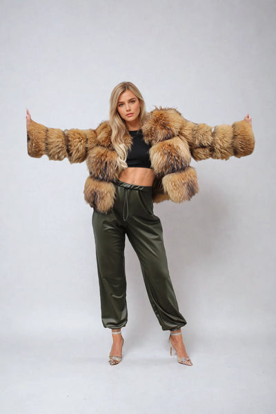 Kunstpelzjacke - Kurzer flauschiger Pelz-Wintermantel für Frauen