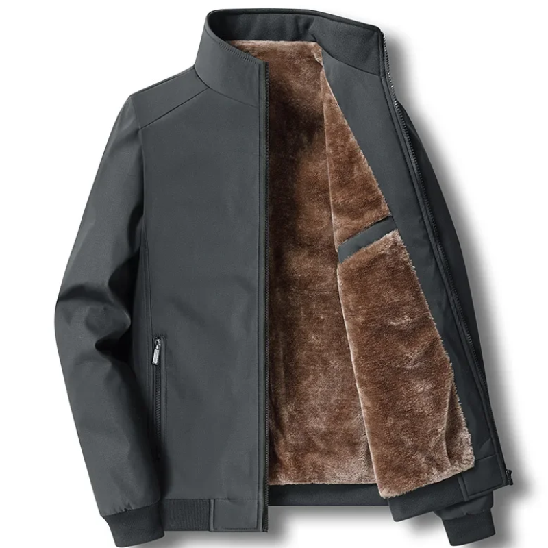 Fleece gefütterte Jacke - Winddichte Herrenjacke mit Reißverschluss für Herbst und Winter