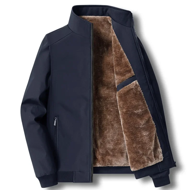 Fleece gefütterte Jacke - Winddichte Herrenjacke mit Reißverschluss für Herbst und Winter