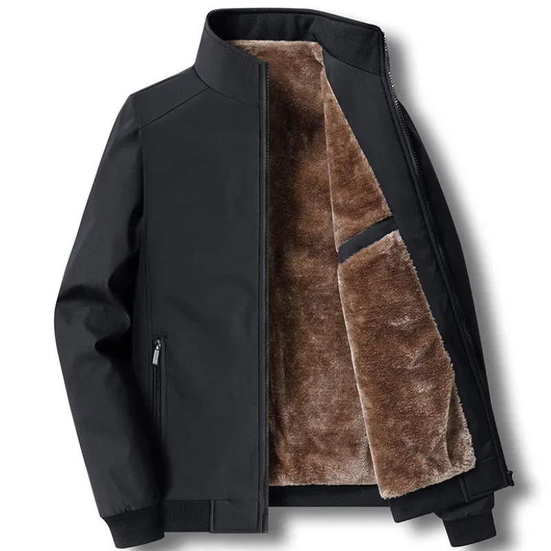 Fleece gefütterte Jacke - Winddichte Herrenjacke mit Reißverschluss für Herbst und Winter