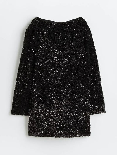 Paillettenkleid – Langärmliges, funkelndes Minikleid für Partys