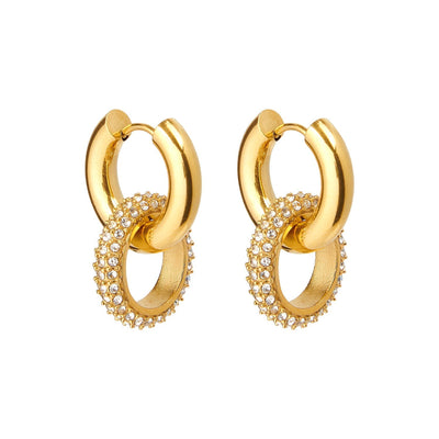 Doppelreihige Creolen – Kleine Creolen für Damen mit goldenen Zirkonias