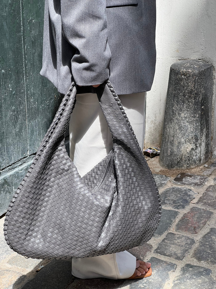 Geflochtene Lederhandtasche - Umhängetasche aus veganem Leder für Frauen