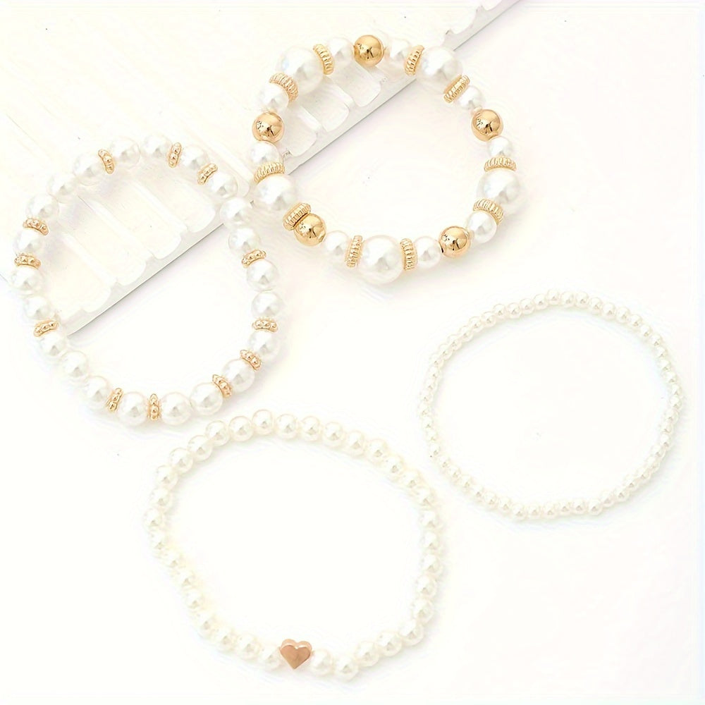 Perlenarmband – Elegantes Armband-Set für Frauen aus Gold und Perlen