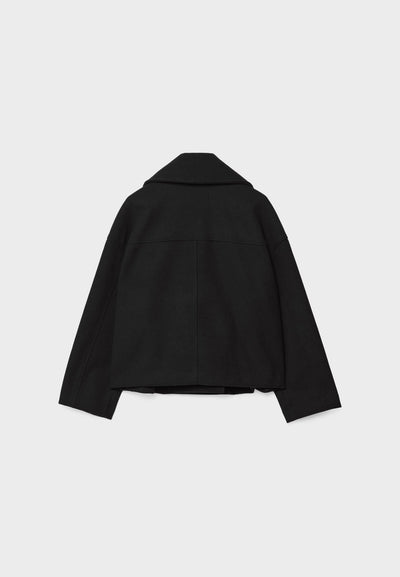 Wolljacke – Kurzer, doppelreihiger Woll-Trenchcoat für Damen