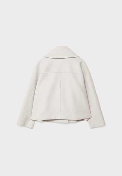 Wolljacke – Kurzer, doppelreihiger Woll-Trenchcoat für Damen
