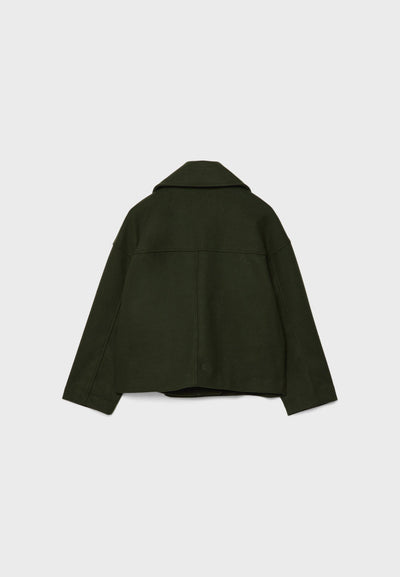 Wolljacke – Kurzer, doppelreihiger Woll-Trenchcoat für Damen