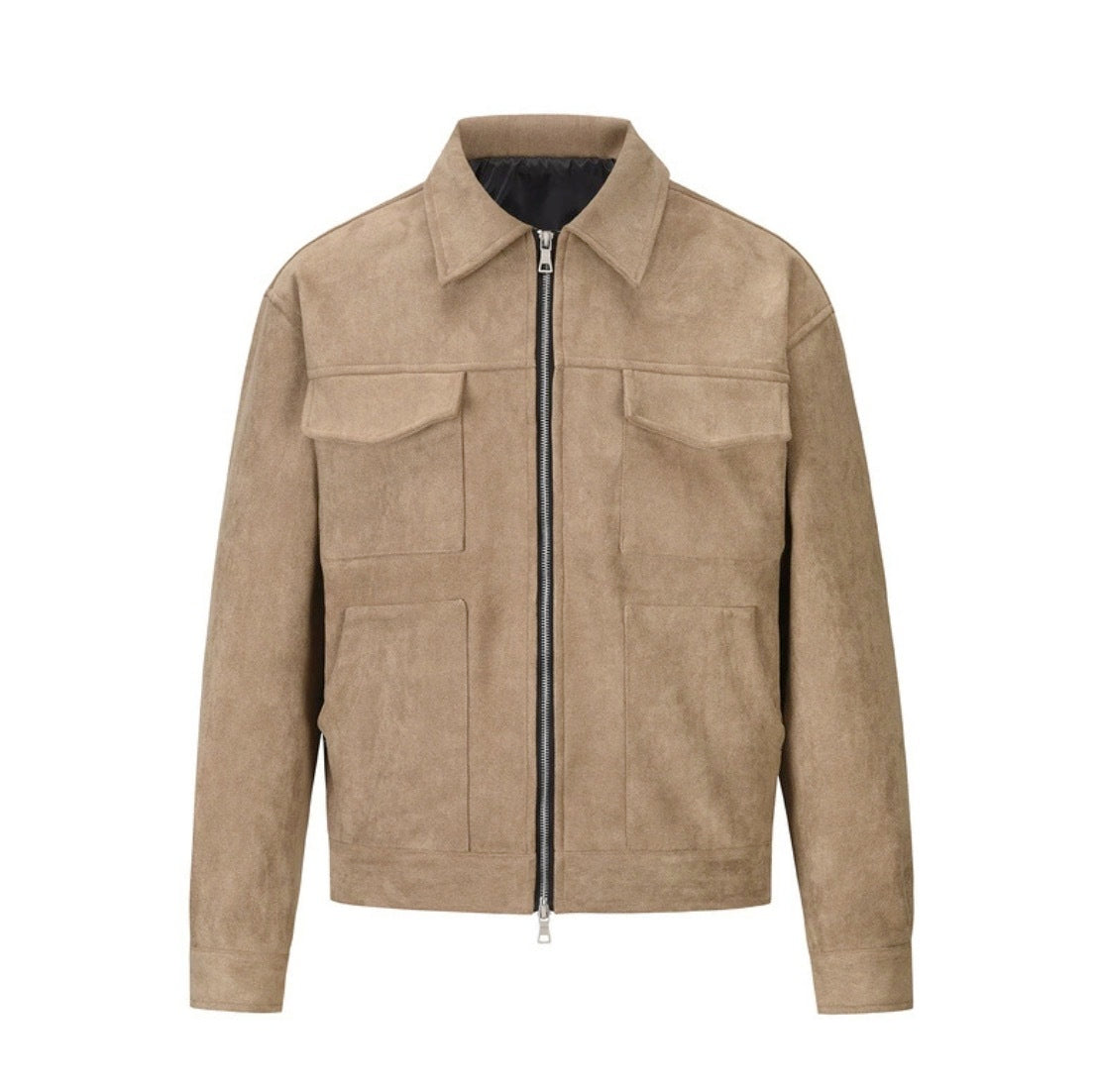 Wildlederjacke – Kurze Herbstjacke für Herren mit Reißverschluss und Taschen