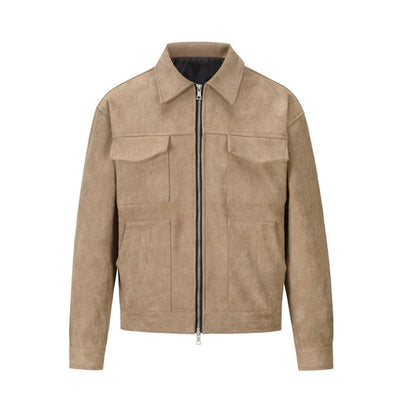 Wildlederjacke – Kurze Herbstjacke für Herren mit Reißverschluss und Taschen