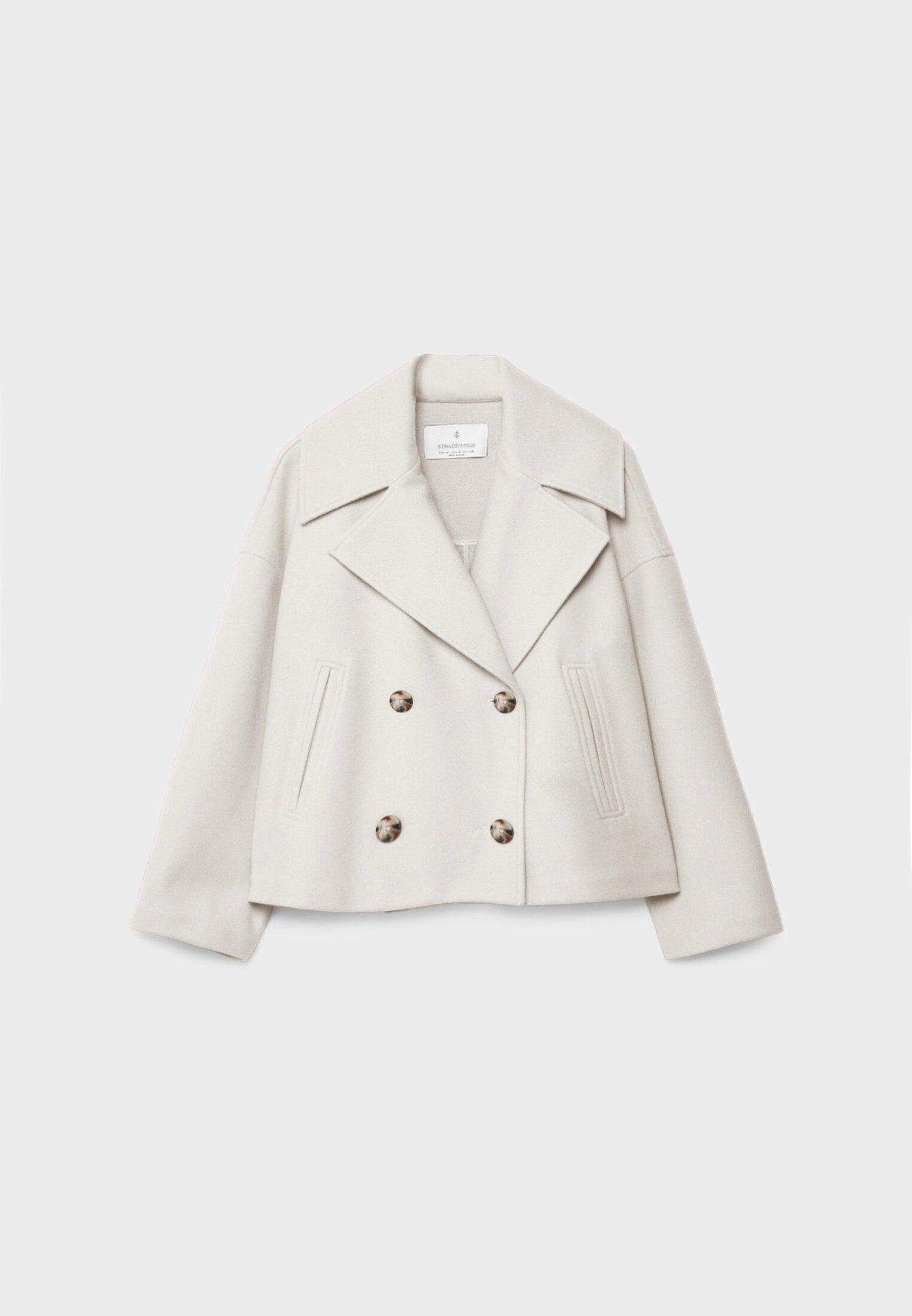 Wolljacke – Kurzer, doppelreihiger Woll-Trenchcoat für Damen