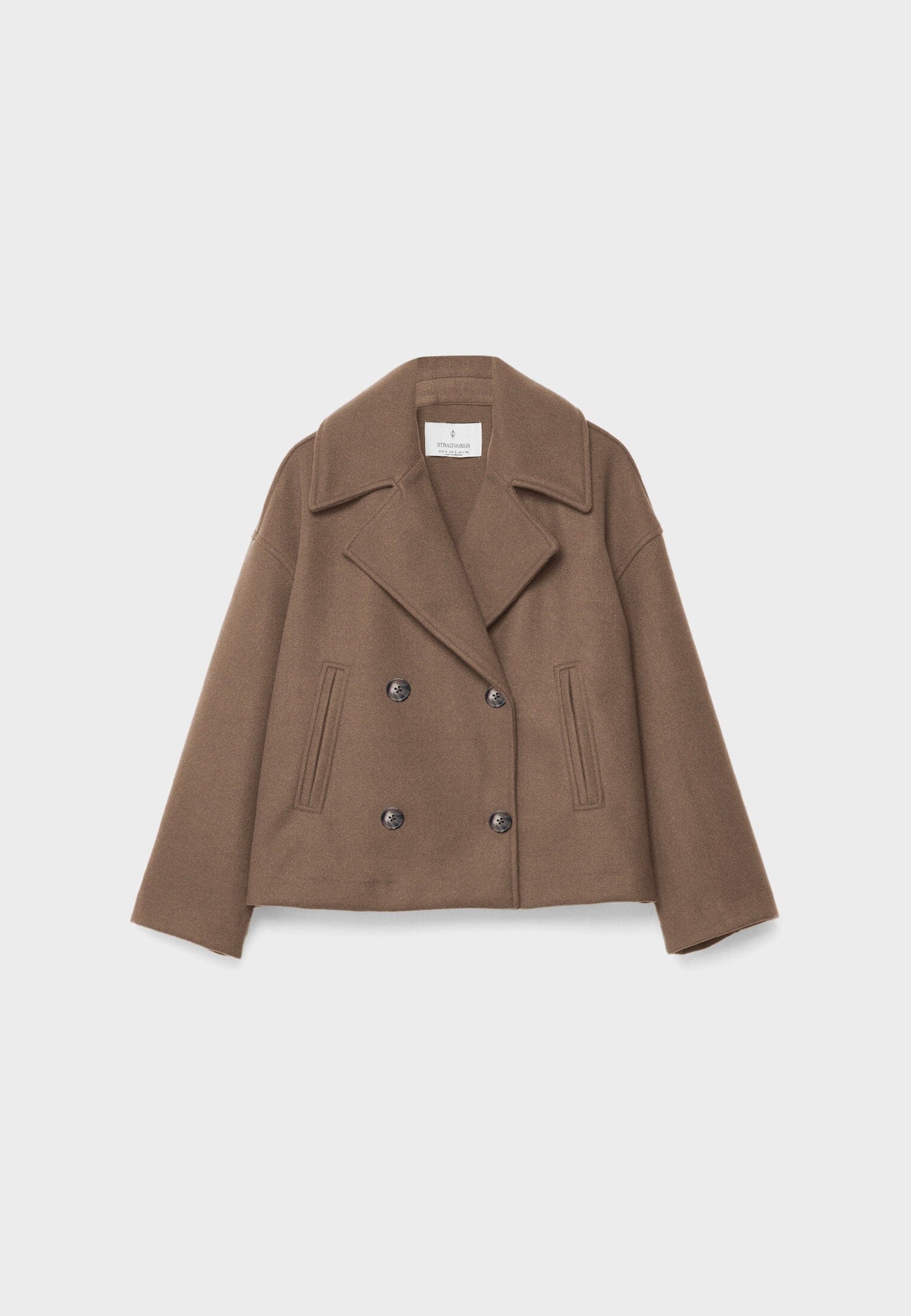 Wolljacke – Kurzer, doppelreihiger Woll-Trenchcoat für Damen