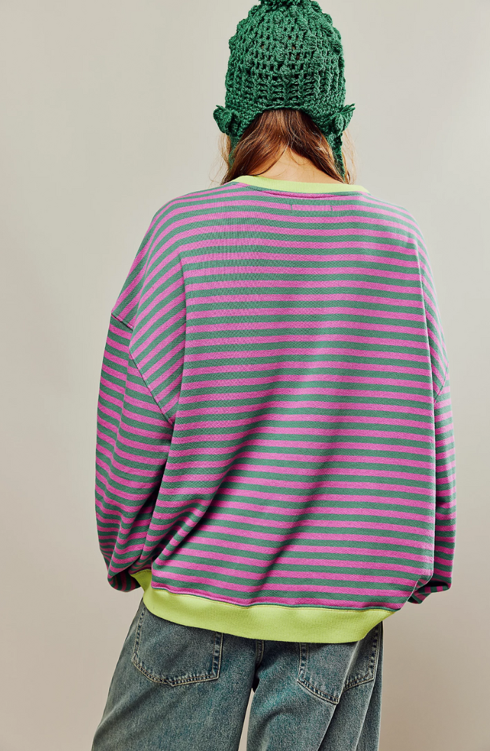 Übergroßes Sweatshirt | Lockere Passform | Langarm | Gestreifter Pullover | Damenbekleidung