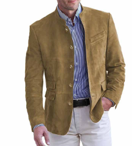 Wildlederjacke – Einreihig – Reguläre Passform – Wildlederblazer – Herrenblazer