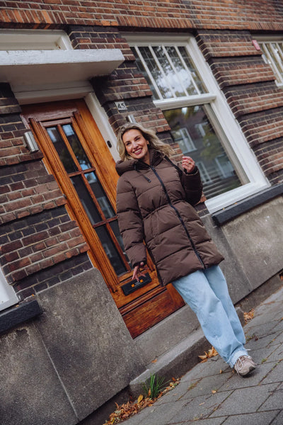 Damen-Daunenjacke – mit Kapuze – mittellang – Pufferjacke – Wintermantel für Frauen