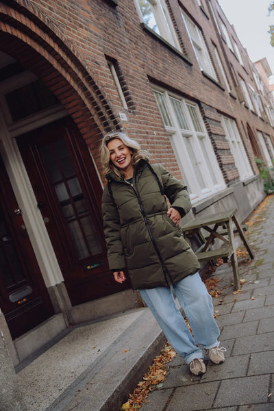 Damen-Daunenjacke – mit Kapuze – mittellang – Pufferjacke – Wintermantel für Frauen