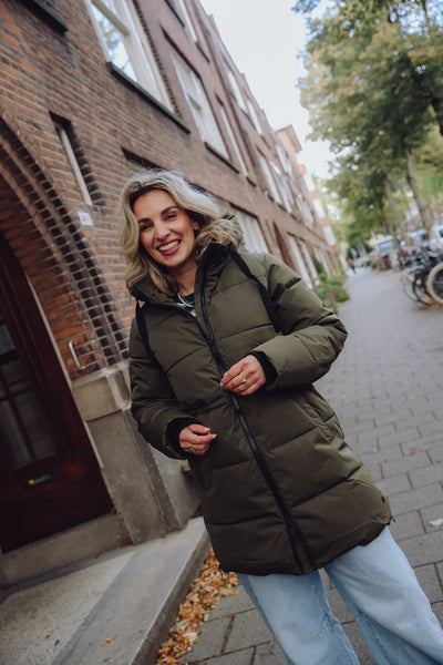 Damen-Daunenjacke – mit Kapuze – mittellang – Pufferjacke – Wintermantel für Frauen