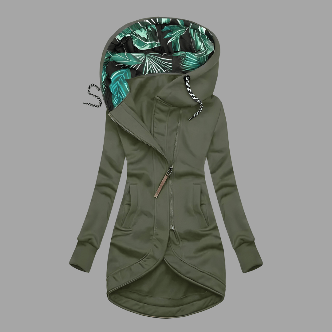 Winter Parka - Winddichte, mittellange Kapuzenjacke mit Reißverschluss für Frauen