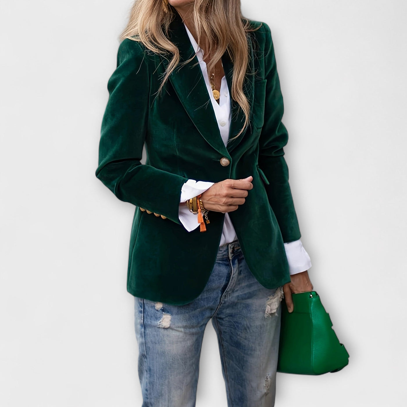 Samtblazer | Stilvoll | Einreihig | Winterblazer | Damenblazer