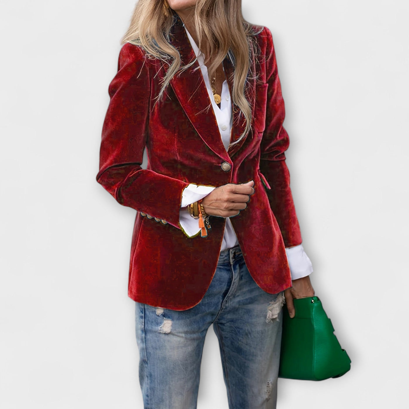 Samtblazer | Stilvoll | Einreihig | Winterblazer | Damenblazer
