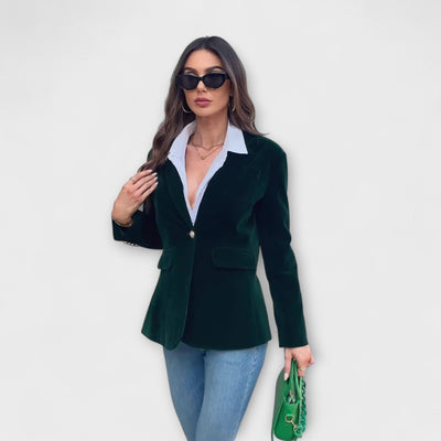Samtblazer | Stilvoll | Einreihig | Winterblazer | Damenblazer