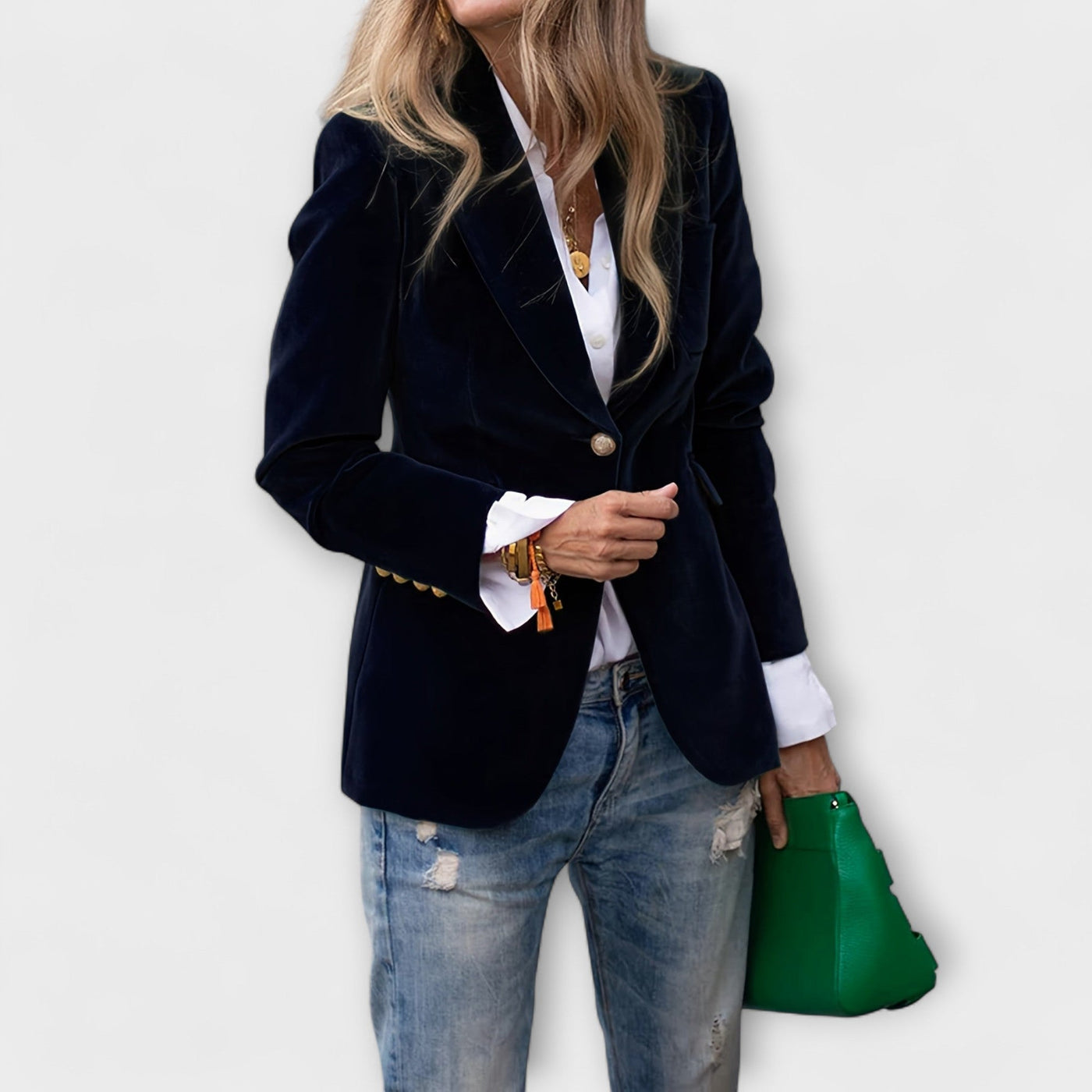 Samtblazer | Stilvoll | Einreihig | Winterblazer | Damenblazer