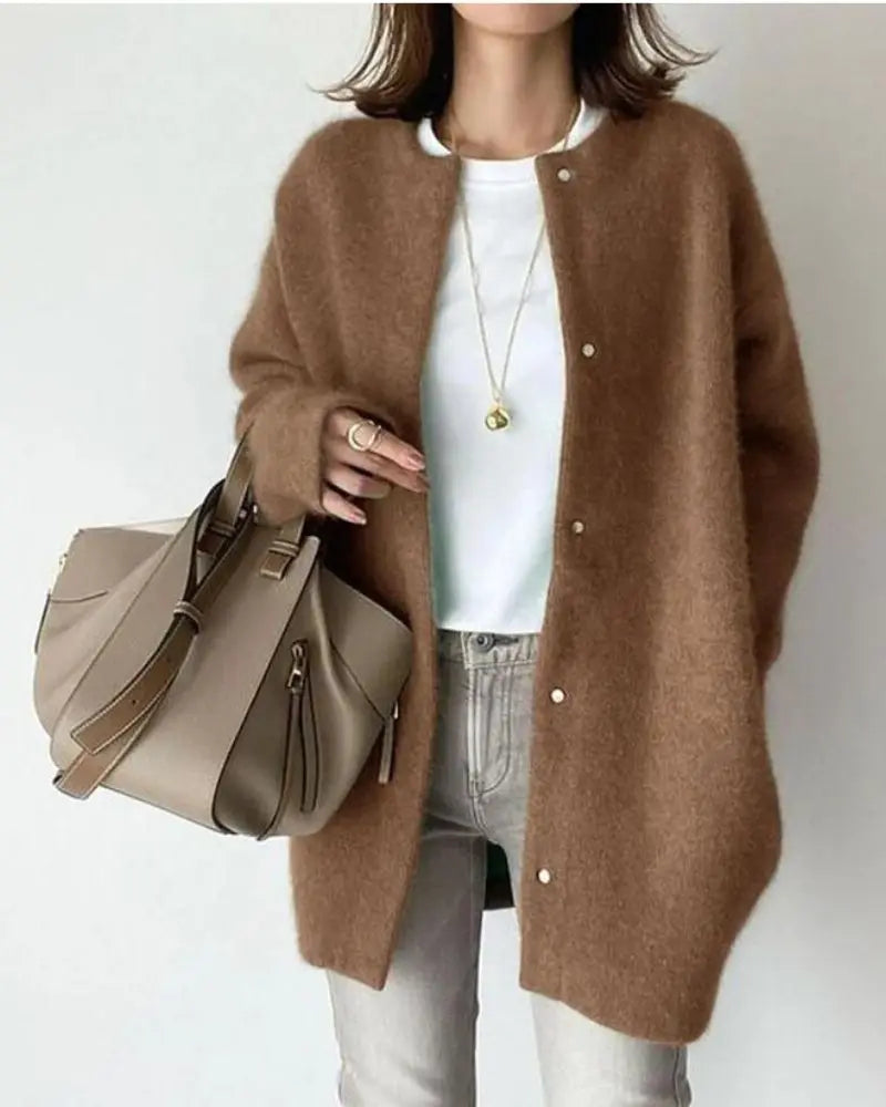 Damenmantel | Übergröße | Strick | Lange Strickjacke | Damenstrickwaren