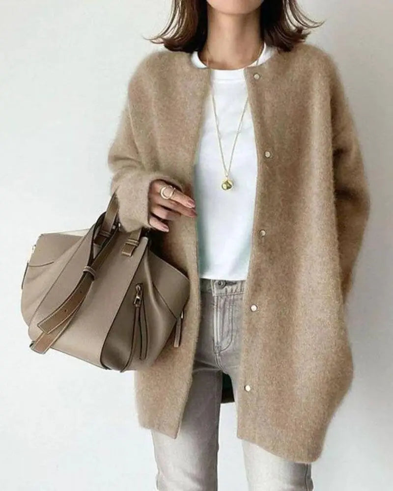 Damenmantel | Übergröße | Strick | Lange Strickjacke | Damenstrickwaren