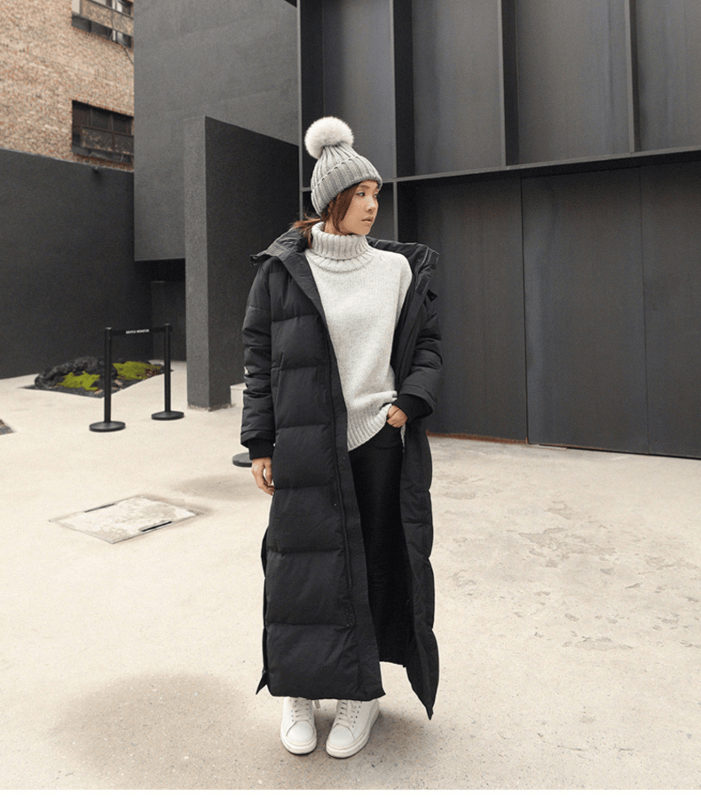 Langer Puffermantel - mit Kapuze - Oversized - Damen lange Pufferjacke - Damen Wintermantel