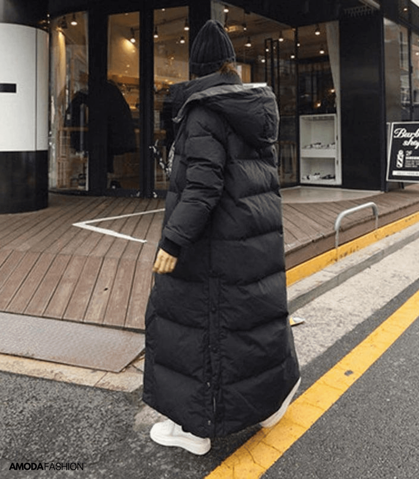 Langer Puffermantel - mit Kapuze - Oversized - Damen lange Pufferjacke - Damen Wintermantel