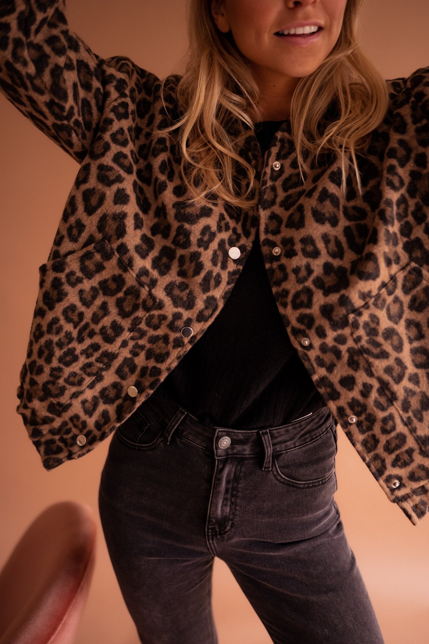 Leopardenjacke - Übergroße Bomberjacke für Frauen mit Leopardenprint