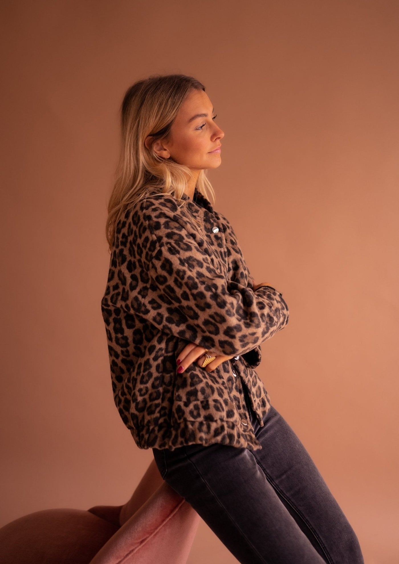 Leopardenjacke - Übergroße Bomberjacke für Frauen mit Leopardenprint