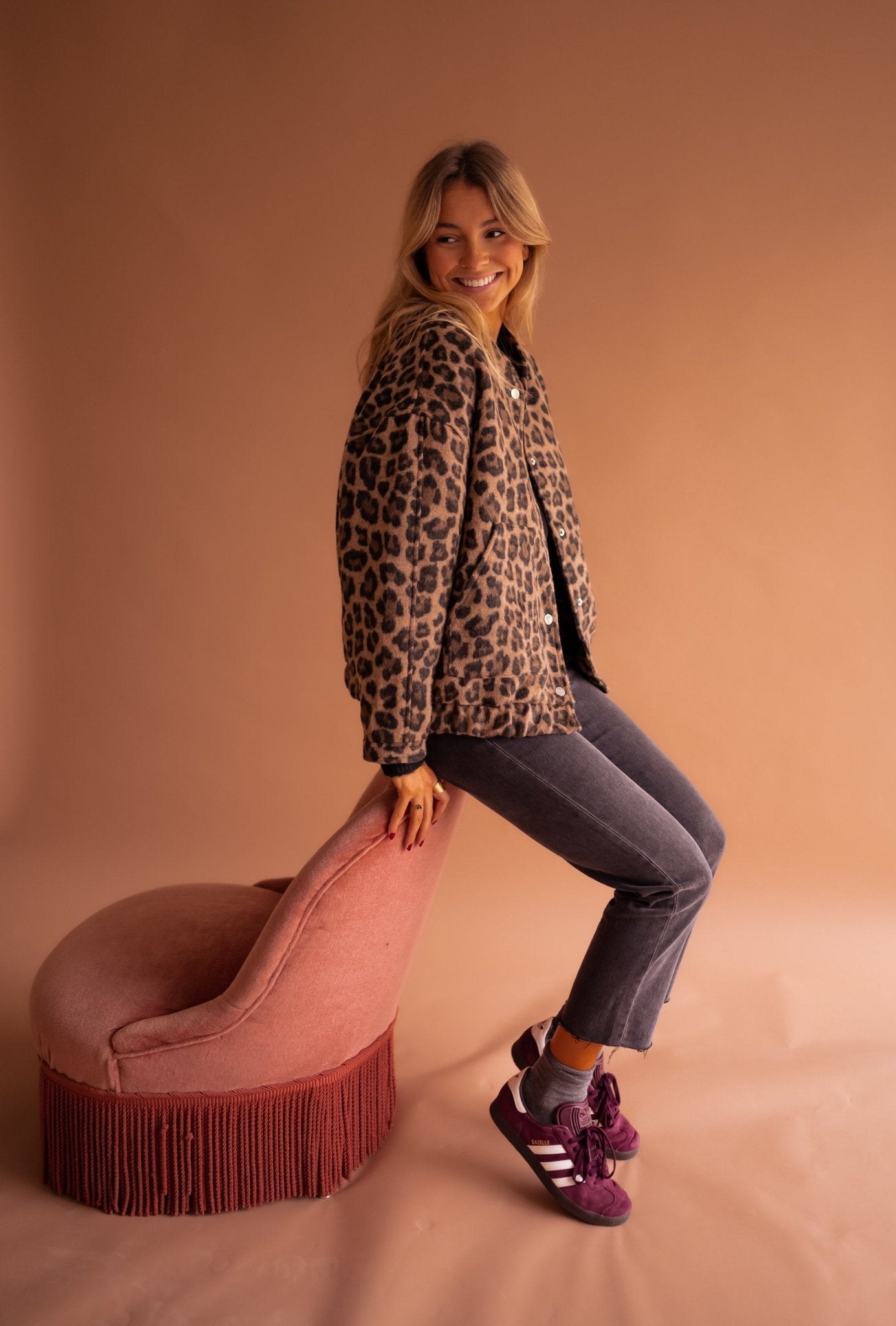 Leopardenjacke - Übergroße Bomberjacke für Frauen mit Leopardenprint