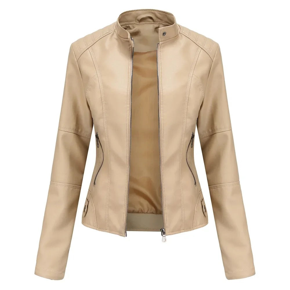 Lederjacke – Slim Fit – Reißverschluss – Kunstlederjacke – Damenjacke