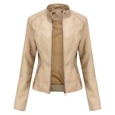 Lederjacke – Slim Fit – Reißverschluss – Kunstlederjacke – Damenjacke