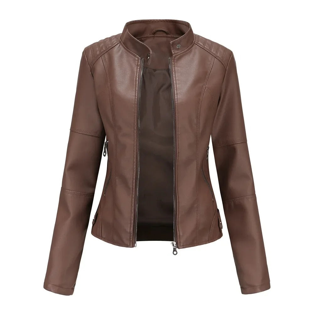 Lederjacke – Slim Fit – Reißverschluss – Kunstlederjacke – Damenjacke