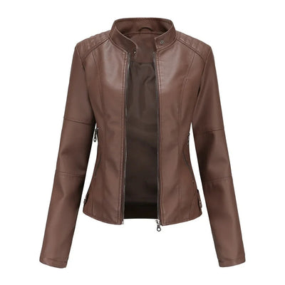 Lederjacke – Slim Fit – Reißverschluss – Kunstlederjacke – Damenjacke