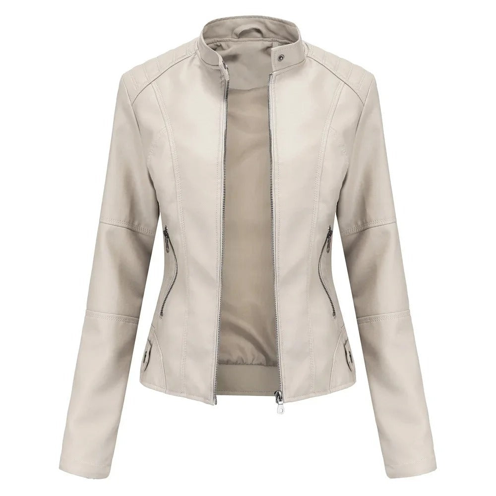 Lederjacke – Slim Fit – Reißverschluss – Kunstlederjacke – Damenjacke