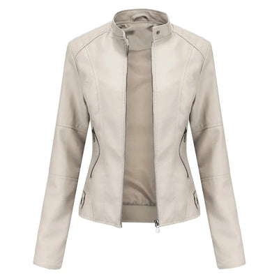 Lederjacke – Slim Fit – Reißverschluss – Kunstlederjacke – Damenjacke
