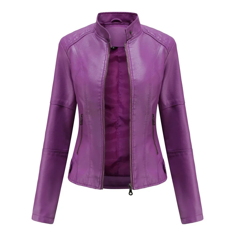 Lederjacke – Slim Fit – Reißverschluss – Kunstlederjacke – Damenjacke