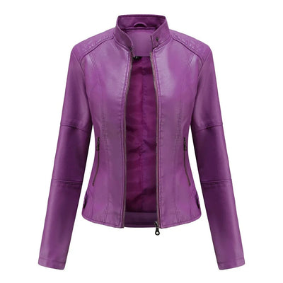 Lederjacke – Slim Fit – Reißverschluss – Kunstlederjacke – Damenjacke