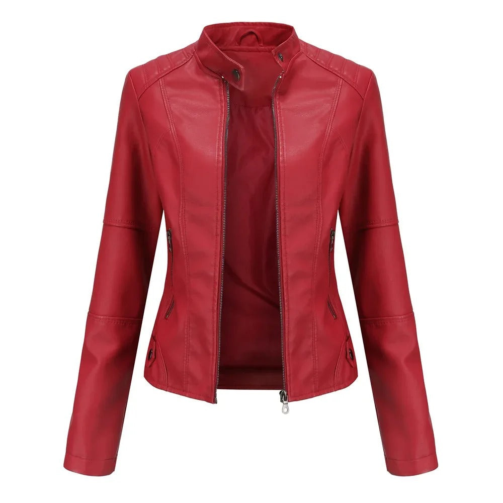 Lederjacke – Slim Fit – Reißverschluss – Kunstlederjacke – Damenjacke