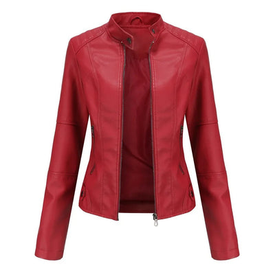 Lederjacke – Slim Fit – Reißverschluss – Kunstlederjacke – Damenjacke