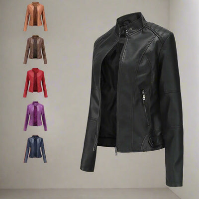 Lederjacke – Slim Fit – Reißverschluss – Kunstlederjacke – Damenjacke